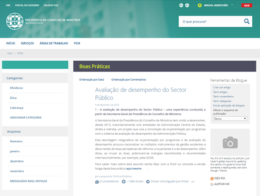 PCM Online - Intranet da Secretaria-Geral da Presidência do Conselho de Ministros - GOGA – Rede de partilha de informação da SGPCM